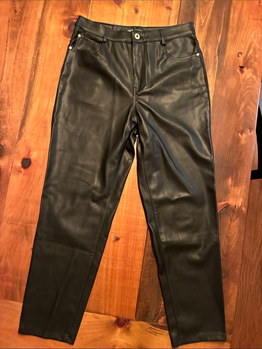 Zara Black Faux Leather High-Rise Pants
